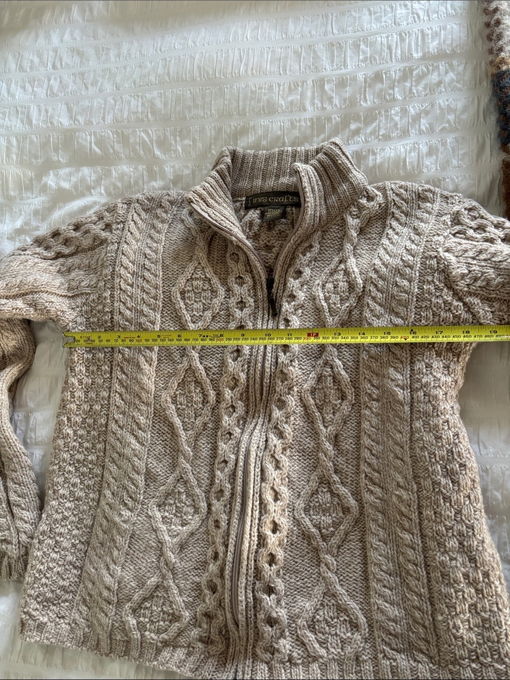 Inis Crafts Made in Ireland Merino Wool Zip Sweater - Picture 6 of 7